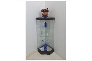 VM ART DESIGN GLASS Corner Glass Cabinet "Ethnic Style" VME500T (Brown, Wood)