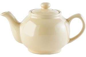 Price & Kensington Englische Teekanne für 2 Tassen, aus hochwertigem Steingut, Teekännchen mit Glanzglasur, creme beige, mikrowellen- und spülmaschinenfest, Vintage Teebereiter