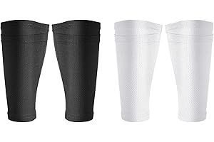 AZONELIFE 2 Paires Football Protège Tibia Chaussettes, Maille Respirants Chaussette Protège-Tibias, Manchons de Compression avec Poche, Couvre-Tibias Chaussettes du Mollet pour Débutant Adulte