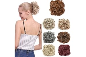 SEGO Moño Postizo Voluminoso Rizado con Peine de Clips [Castaño Caoba Claro] Pelo Sintético Se Ve Natural Recogido Extensiones de Cabello Clip Postizos para Mujer (80g)