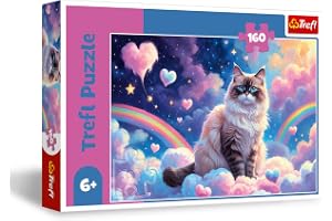 Trefl - Huskatt - Pussel 160 bitar - Färgglatt pussel med katten i molnen, Kreativ underhållning, Lek för barn från 6 år