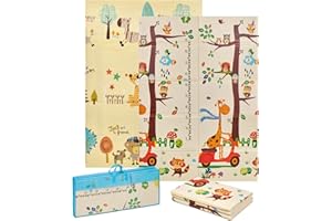 MS BabyWorld - Trendy - Alfombra de Juegos para Bebé 3 tamaños a elegir- Doble Cara, Tapete Muy acolchado (1cm Grosos), Plegable y con Bolsa de transporte (Jirafa/Tigre, 180 * 120)