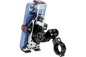 BRCOVAN Aluminiumlegierung Motorrad Handyhalterung mit Vibrationsdämpfer, Verstellbar Handy Motorradhalterung, Diebstahlsichere Lenker Handyhalter für Fahrrad, Roller, ATV, für 4,7-7,2 Zoll Smartphone