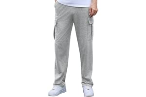 Crewhpo Pantalon de Jogging Homme Pantalons de Sport Coton Bas de Survêtement Léger avec Poches Pantalon de Décontracté Taille Élastique pour Running Fitness Training