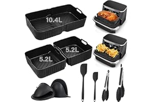 SdreMelo Moule Air Fryer 9 Pièces Moule Silicone Air Fryer Accessoires pour Ninja AF500EU AF500EUCP 10.4L,Cosori TwinFry XXL 10L Silicone Air Fryer Panier Moule pour Friteuse Ninja 10.4L Cosori 10L