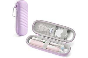 SQERO 2.0 Portaspazzolino elettrico da viaggio, compatibile con Oral B/Oral-B Pro/Philips Sonicare, custodia per spazzolino portatile, striscia obliqua, impermeabile, Lilla, strisce