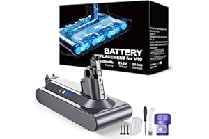 RYZWOC 6000mAh V10 Batterie pour Dyson V10 Animal V10 Absolute V10 Motorhead V10 Fluffy V10 Total Clean SV12