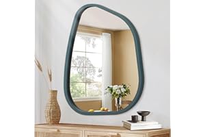 HLFMVWE Irregular Wooden Framed Wall Mirror Modern Asymmetrical Unique Hanging Mirror Decor Bathroom Vanity Bedroom Living Room Entryway Hallway Small 40x30CM