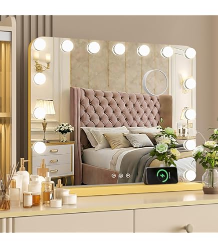 Vllentin Beleuchteter Schminkspiegel - 3 Lichtfarben, USB-aufladbar, 30-60cm