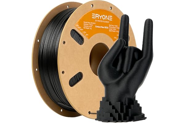 ERYONE PETG Carbon Fiber Filament 1.75mm, PETG CF Filament for 3D Printer, 1KG, +/-0.03mm, Black