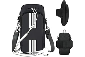 QIUPFGUT Armband Armtasche, Sport Laufen Doppel Reißverschluss Sportarmband, Leichtes Armband-Bügel-Halter-Beutel, Bequeme Handy-Armband-Hülle, Sport-Handy-Armband-Halter-Bügel, Radfahren Armtasche (Schwarz)