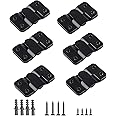 WeqeYent 6 Pairs(12 Pcs) Flush Mount Bracket Concealed Interlocking Hang Buckle Stainless Steel Photo Hook Hardware Hanging for Pictures Mirrors Frames Headboard Furniture Connector Hangers(Black)