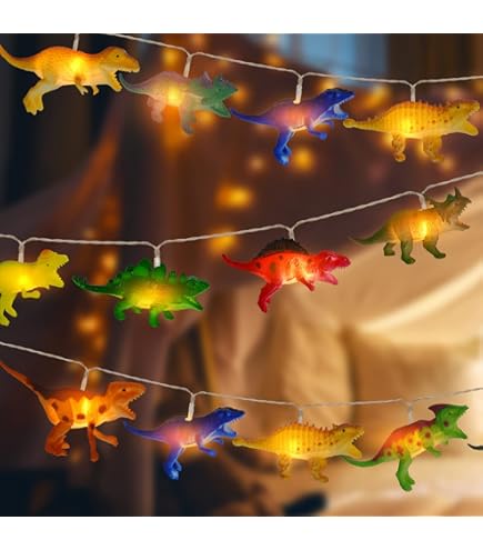 Lights4fun Guirlande Lumineuse 20 Dinosaures En Bois à Micro LED à