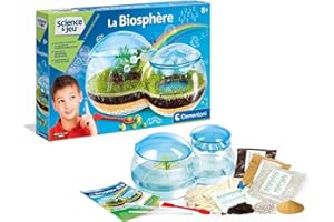 Clementoni - Science et Jeu : La Biosphère - 8 ans + Assemble ta Biosphère - Cycle de l'eau Croissance des Plantes - Inclus Graines de Trèfle + Liseron - Jeu Éducatif Scientifique - Idee Cadeau Nature