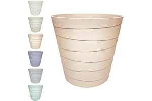 MAKREL® Pastel Colours Plastic Waste Paper Basket Bin Modern Step Design Trash Can for Kitchen, Bathroom, Office (Pink Beige, 7 Litre)