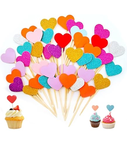 100 Cake Topper Cuore, Stella, Corona - Decorazioni Torta Per Feste Bambini - Foto 8