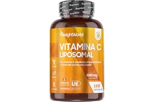 WEIGHTWORLD Vitamina C Liposomal 1000mg - 180 Cápsulas con Rosa Mosqueta - La Vitamina C Contribuye al Funcionamiento Normal del Sistema Inmunitario (EFSA) - Suplemento Vitamínico para 3 Meses, Vegano y Sin OGM