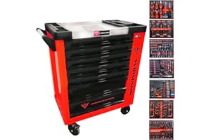 Gef-roy Servante d'atelier Widmann Tools Max edition 9/7 Layers RED, complète sur roulettes 7 tiroirs et 1 placard - 260 outils