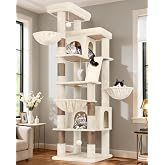 Globlazer S80G Tree Scratcher Beige Stable XXL 204 cm for 3-5 Cats Grand | Sturdy Multi-Level Tree with 2 Large Padded Platfo
