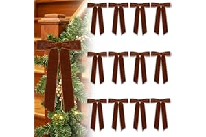 TONIFUL Braune Samtschleifen - 12er Pack Weihnachtsbaum-Schleifen, Kranzschleifen für Geschenkverpackung, Blumensträuße, Türgirlanden, Deko für Zuhause & Partys, Weihnachten, Hochzeit (17x24 cm)