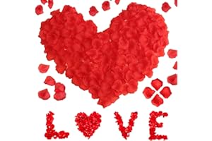 KURKIP 1200 Pezzi Petali Matrimonio da Lanciare, Petali di Rosa Romantici, Petali di Rosa Finti Per Matrimonio, San Valentino, Anniversario, Decorazione Della Tavola, Compleanno, Occasioni Romantiche - Rosso