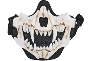 JOYASUS Demi-masque tactique respirant en acier Airsoft avec tête de mort pour tir, paintball, chasse, Halloween, fête costumée