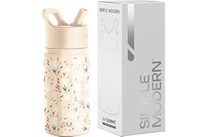 Simple Modern Borracia con Cannuccia per Bambini | Borraccia Acciaio Inossidabile Isolato Riutilizzabile per Bambina e Bambini | Summit | 415ml | Chloe Floral