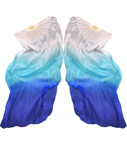 Hayaww Grand Éventail Danse Du Ventre Voile Long En Satin Et Bambou - Rose Dégradé Pailleté, Main Droite 180 Cm