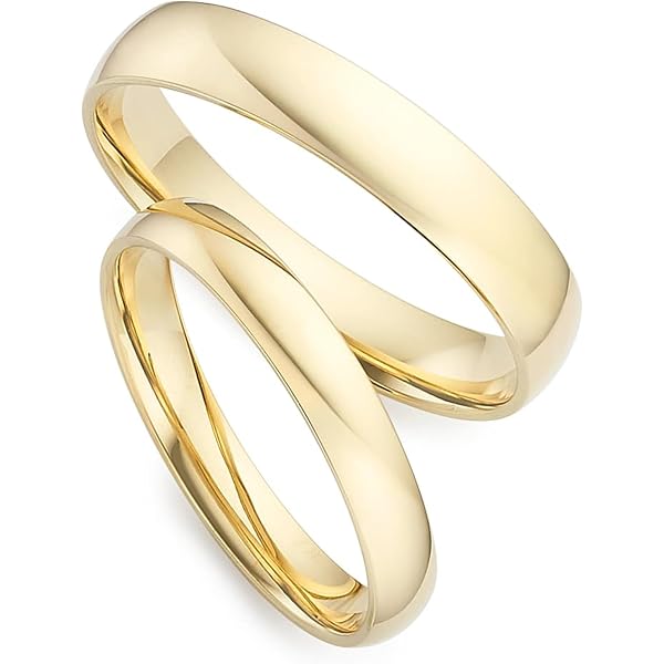 JC Trauringe Paar Aus 333 Weißgold – 4 Mm Breit, Damenring Mit Zirkonia, Herrenring Ohne Stein, Inkl. Gravur & Schatulle