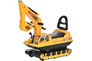 GIORDANO SHOP Escavatore Ruspa Cavalcabile per Bambini Giallo e Nero