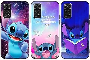 nurkorki [3 Confezioni Stitch Cover per Xiaomi Redmi Note 11S/11 4G 6,43", Cartoni Kawaii Anime con Disegni Custodia Per Redmi Note 11 Cover Donna Antiurto Morbido Silicone Case