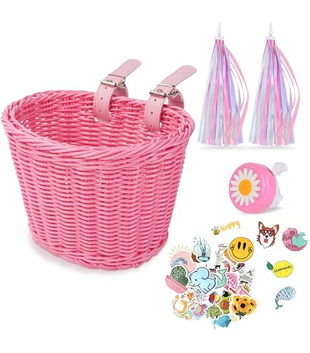 Panier Vélo Enfant Hape - Panier Tissé à La Main Effet Osier - pour Tous Type de Vélos Enfants - Sangle Cuir - Facile à Nettoyer - Accessoires Vélo - Equipement à