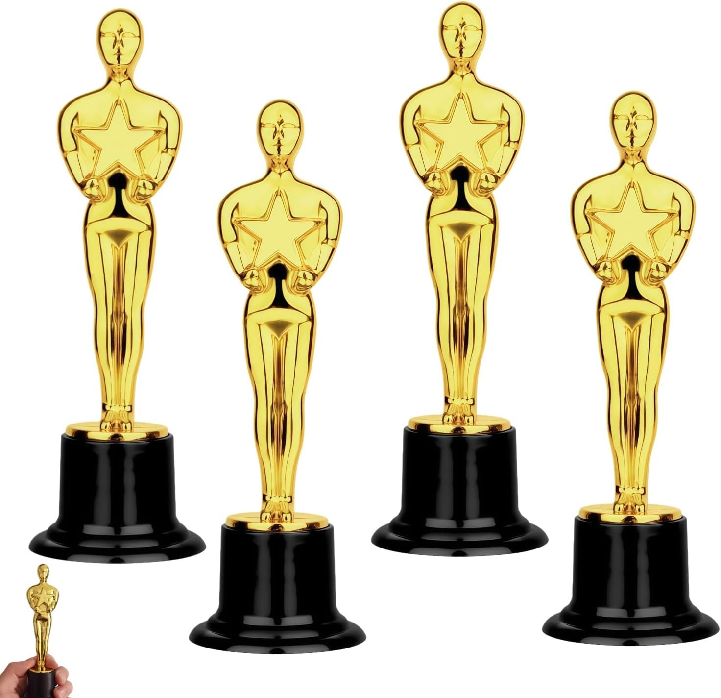 Trofeos de Oro,4 piezas trofeos Futbol Personalizados,Molde de Trofeo de Oro Plástico,Estatuilla Mini Trofeo,para Premios Deportivos de Fútbol y Galas de Premios, Aumentar la Cohesión del Equipo