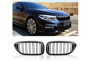 STEEIRO Vorne Kühlergrill Vorne, Passend für B-MW 5-Serie 2017-2020 G30 G31 528LI 530LI 540LI Hochglanz Schwarz, Paar Grill Kühlergrill Links + Rechts