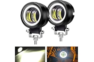 YUGUANG YUGAUNG Pair LED Fog Light Off Road Angel Eyes DRL 3” Round 6000K 80W 8000lm 10-80V DC Led Work Light Project Light White SUV Motorcycles IP68 Waterproof Adjustable Mounting Brackets.
