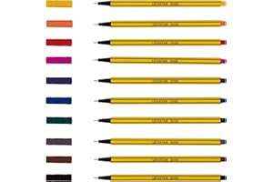 LEVIATAN Cienkopisy 10 Różnych Kolorów - Pisaki do Codziennego Użytku, Do Szkoły - Bardzo Cienkie Linie ok. 0,4 mm