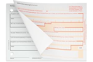 ‎MASHPAPER SEPA Überweisungsformular Zahlschein 100 Stück 2-fach selbstdurchschreibend 326211