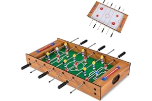 Maxmass Multi-Game Tables, 2-in-1 Football Air Hockey Combo Table with Soccer Balls, 2 Pucks, 2Pushers, Football Table Top for Game Rooms Bars Parties Arcades