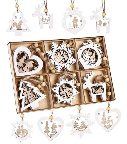 Décoration De Noël Personnalisée Avec Noms De Famille - Ornements En Bois Pour Sapin, Pendentifs Gravés - 9