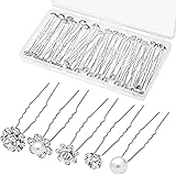 40 Pezzi Forcine, Accessori Fermagli per Capelli da Sposa, con Diamante a Forma di U, Perle Fiori Strass, per Matrimonio, Bal