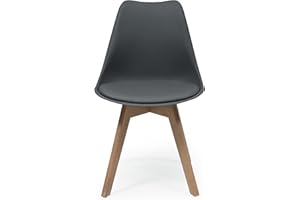 Homely - 1 Silla de Comedor o Cocina Day, Silla de diseño nórdico, Asiento de Polipropileno, Patas de Madera de Haya, Respaldo ergonómico, Color Gris Agata