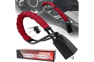 LLWQUANZSS Steering Wheel Lock, Car Security Steering Locks, Seat Belt Car Lock Double Anti-Theft Device with 3 Keys, Easy to Lock or Unlock, Universal Fit Car Van Trucks SUV (Red)