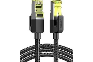 UGREEN Cat 7 Câble Ethernet Réseau RJ45 10Gbps 600MHz Double Blindage Noyau de Cuivre Nylon Tressé Compatible avec Routeur Switch Modem Décodeur TV Box PS5 PS4 Xbox Console de Jeux PC (5M)