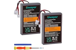 Uwayor Batería para mando PS4, 2 x 2000 mAh PS4Pro para Sony PlayStation 4 Dualshock 4 V1 V2 controlador CUH-ZCT2 CUH-ZCT2E CUH-ZCT1E CUH-ZCT1U con herramientas