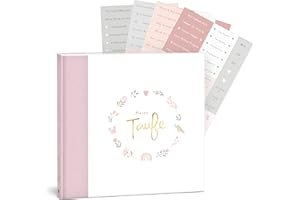 mintkind® Libro degli ospiti Il mio battesimo fiori + set di adesivi I per ragazzo e ragazza | Libro per battesimo, album per battesimo, album dei ricordi, 96 pagine interne per auguri, foto e altro