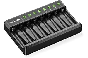 HiQuick 8-Bay Battery Charger for AA AAA Rechargeable Batteries, LED AA AAA Battery Charger with Fast Charging Function, Mix-charging charger Micro USB Port