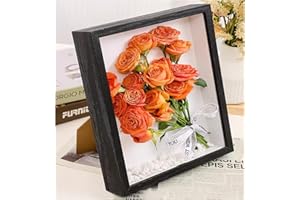 GSHUR 3D Shadow Box (22 x 22cm) Deep Frame for Objects up to 6.5 cm Object Frame for Filling, 3D Display Box for Objects Photos Artworks Memories Flowers Crafts (black,5cm)