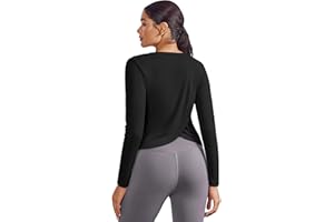 PINSPARK Damen Sportshirt Langarm Fitness Top UPF 50+ UV Shirt Funktionsshirt Workout Yoga Laufshirt Rundhals Sport Oberteile Atmungsaktiv Trainingsshirt für Running