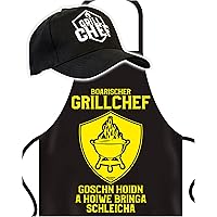 Soreso Grillschürze für Männer mit Grill-Chef Cap - Boarischer Grillchef Vatertagsgeschenk Geschenke zum Vatertag…