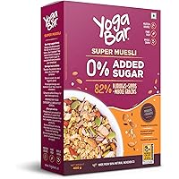 Yogabar Super Muesli, No Added or Hidden Sugar, Breakfast Muesli with Probiotics & Prebiotics, 82% Almonds + Whole…